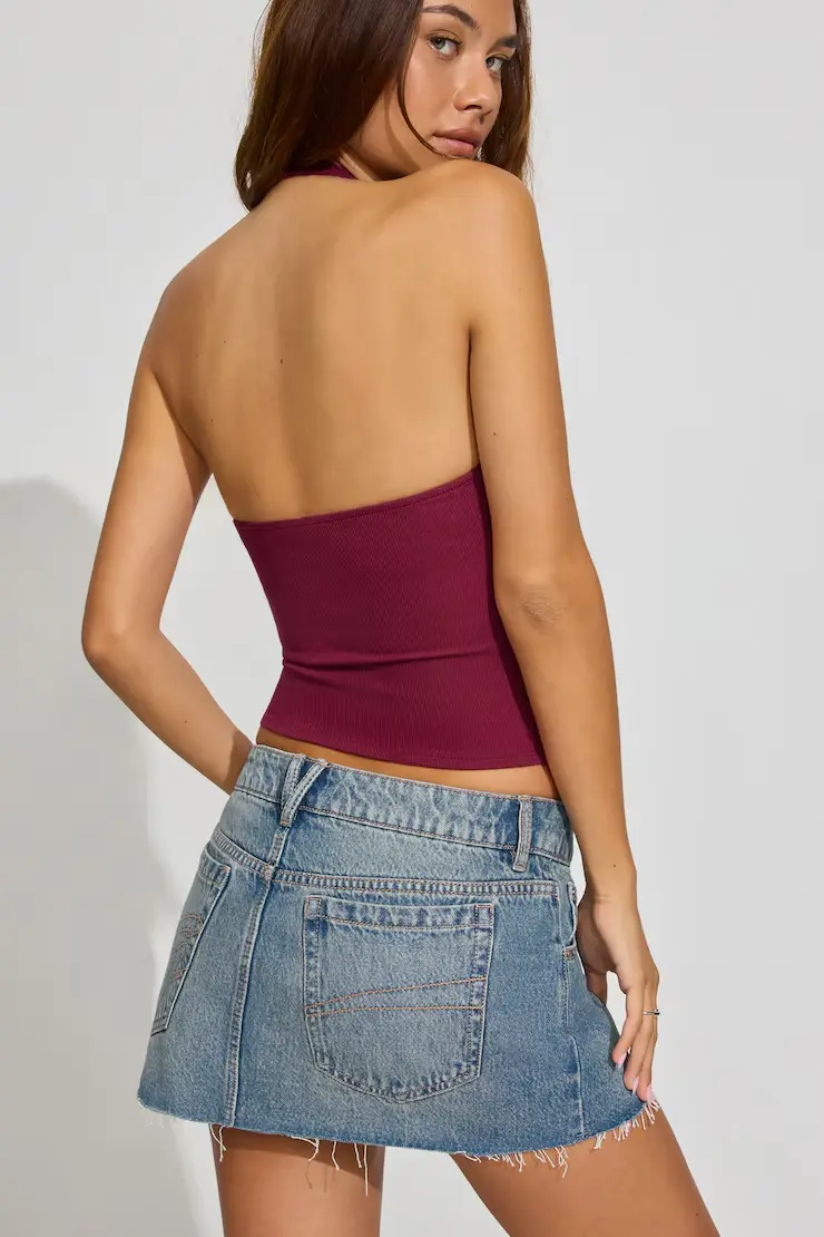 Denim Cut Off A-Line Skort - Image 3