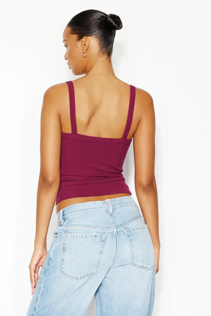 Open Neck Ribbed Cami Top - Image 3