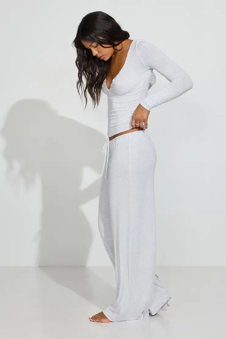 Sheer Ribbed Slouchy Pants - Image 2