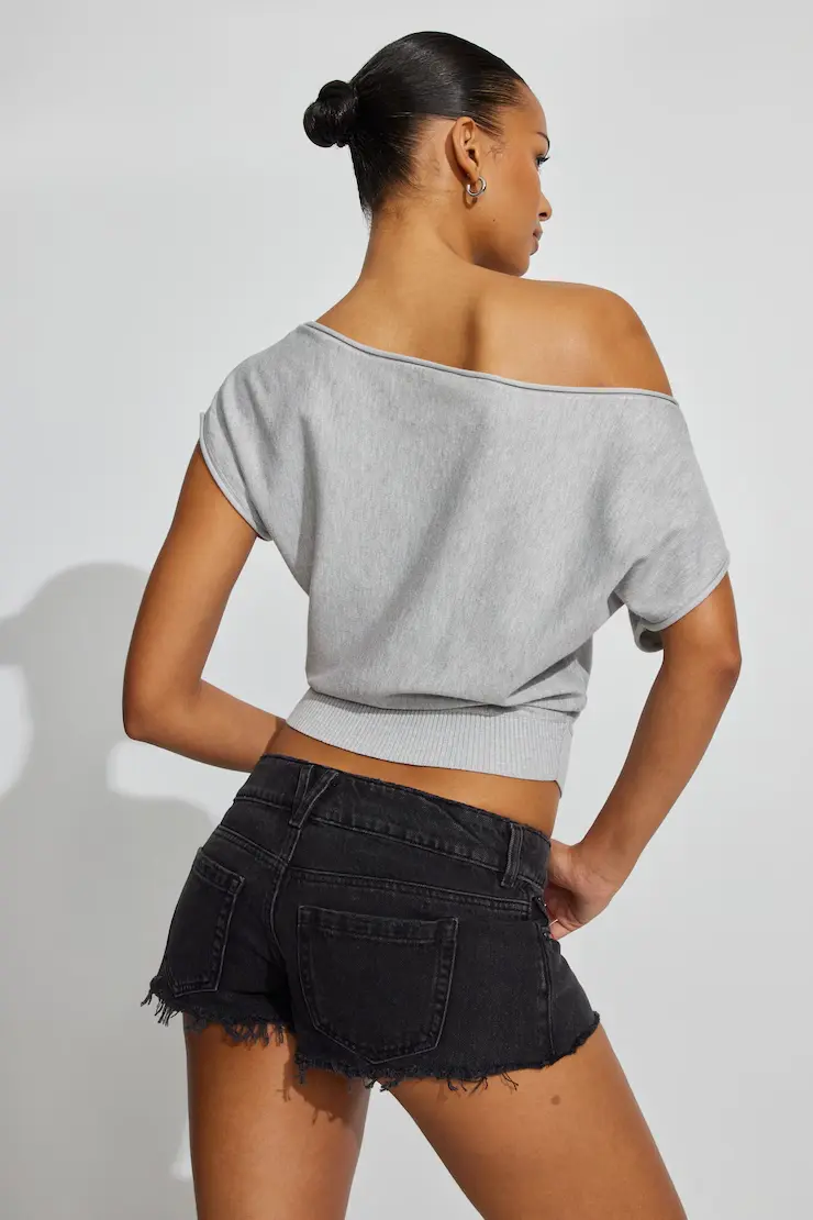 Ultra Low Rise Relaxed Denim Shorts - Image 3
