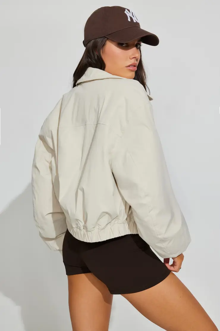 Cropped Nylon Bomber Jacket - Image 4