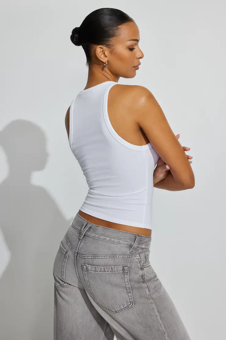 High Neck Cotton Tank Top - Image 3