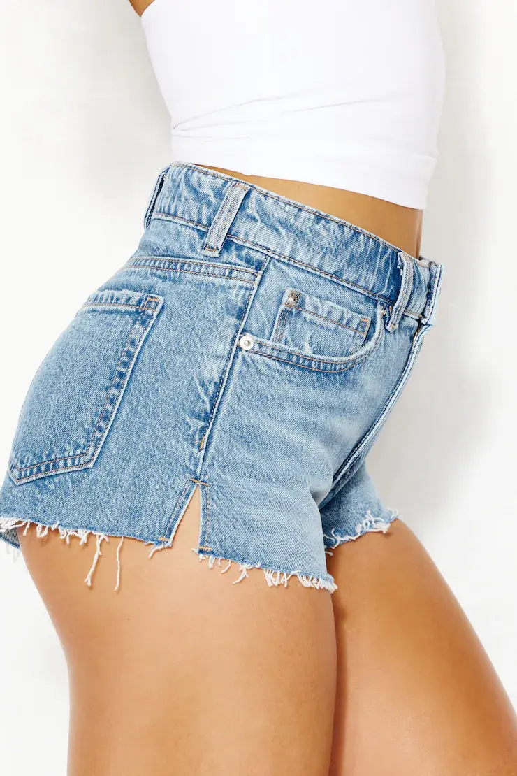 High Rise Cheeky Denim Shorts - Image 4