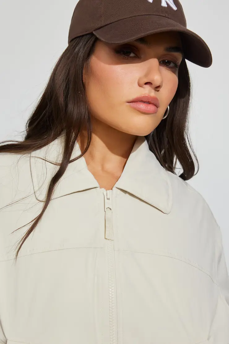 Cropped Nylon Bomber Jacket - Image 3