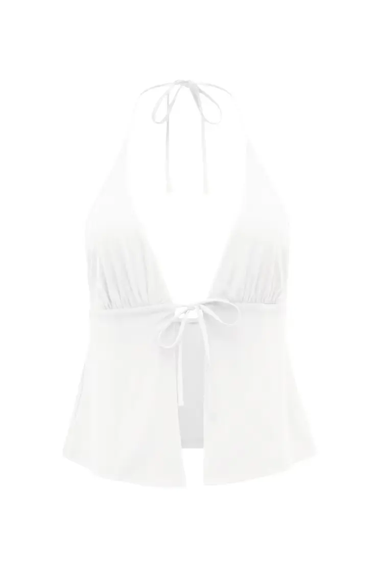 Plunge Tie Front Halter - Image 2