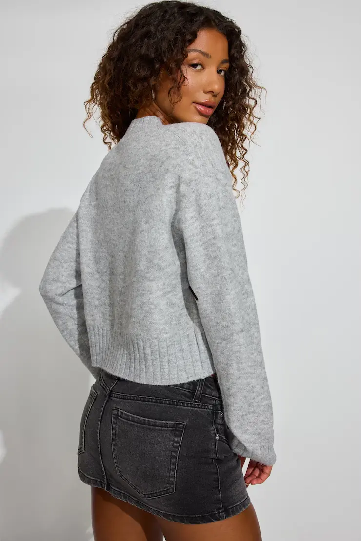 Long Sleeve Spongy Crewneck Sweater - Image 3