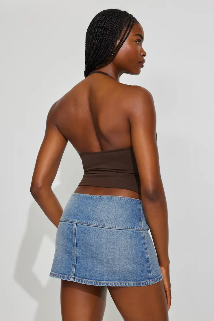 Low Rise Bodycon Denim Skort - Image 3