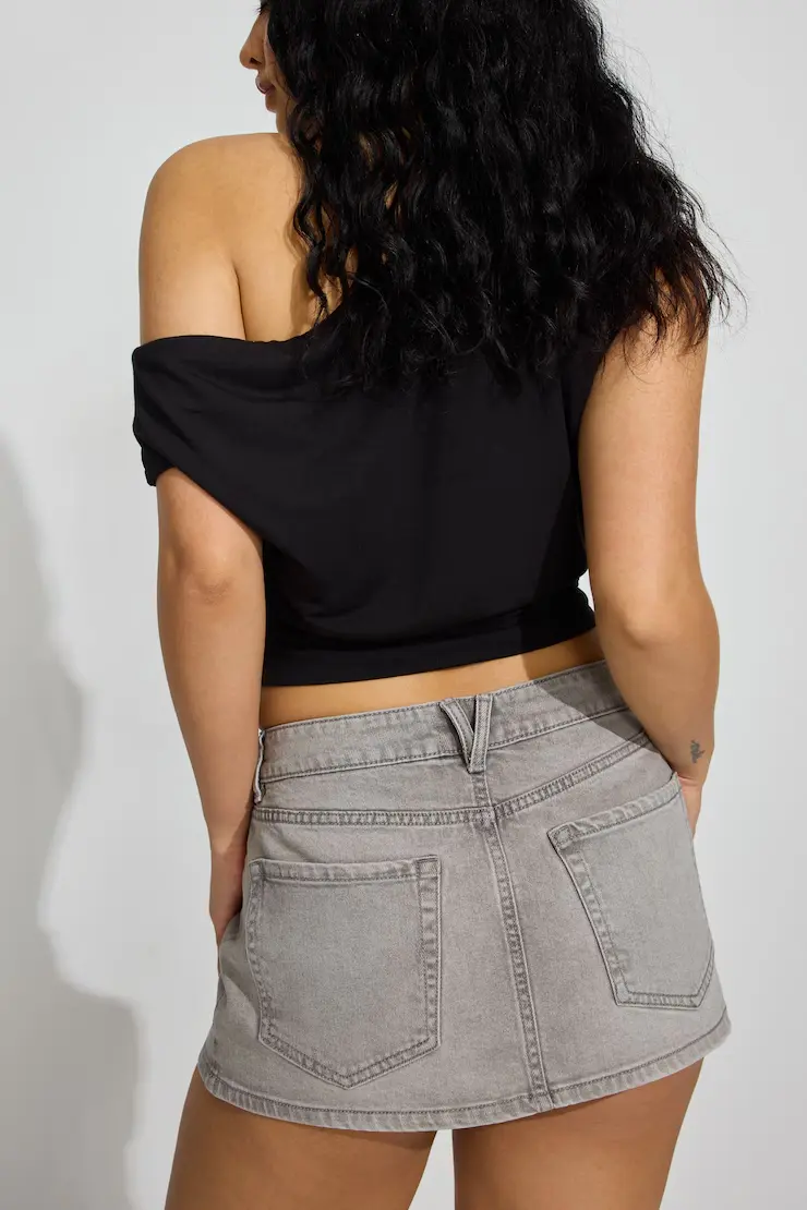 Denim Micro Skort - Image 4