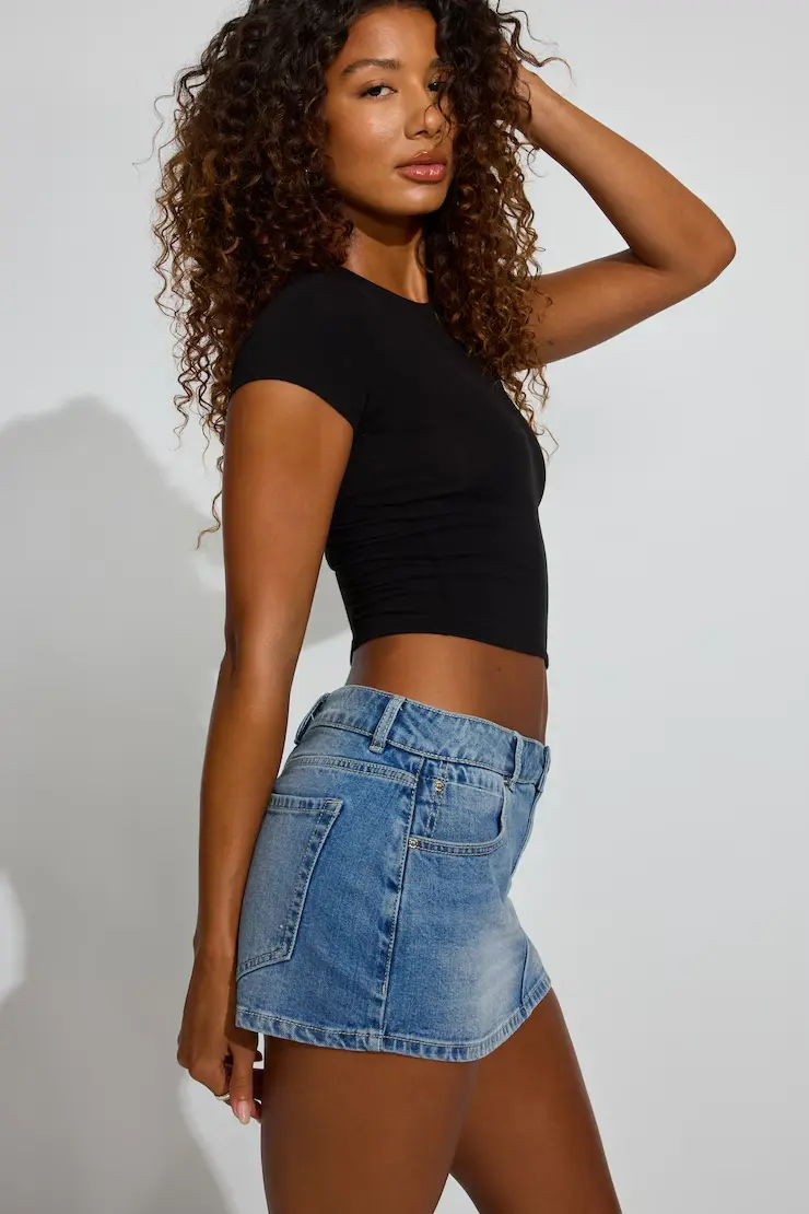 Denim Micro Skort - Image 2