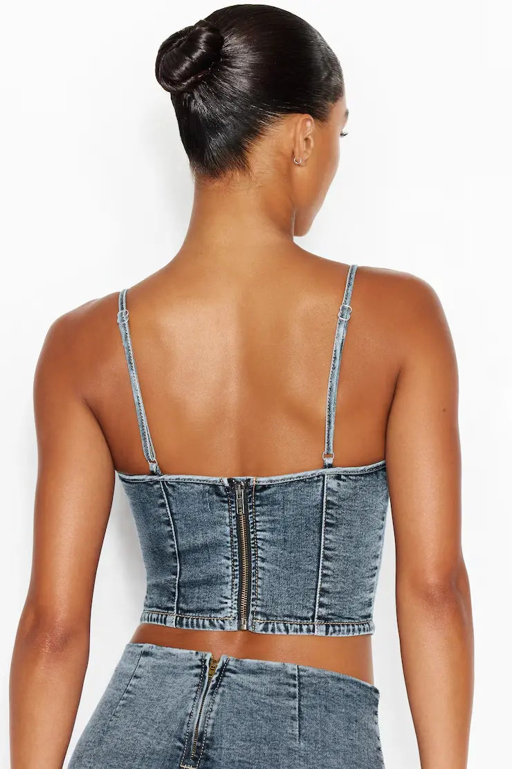 Denim Bustier Top - Image 3