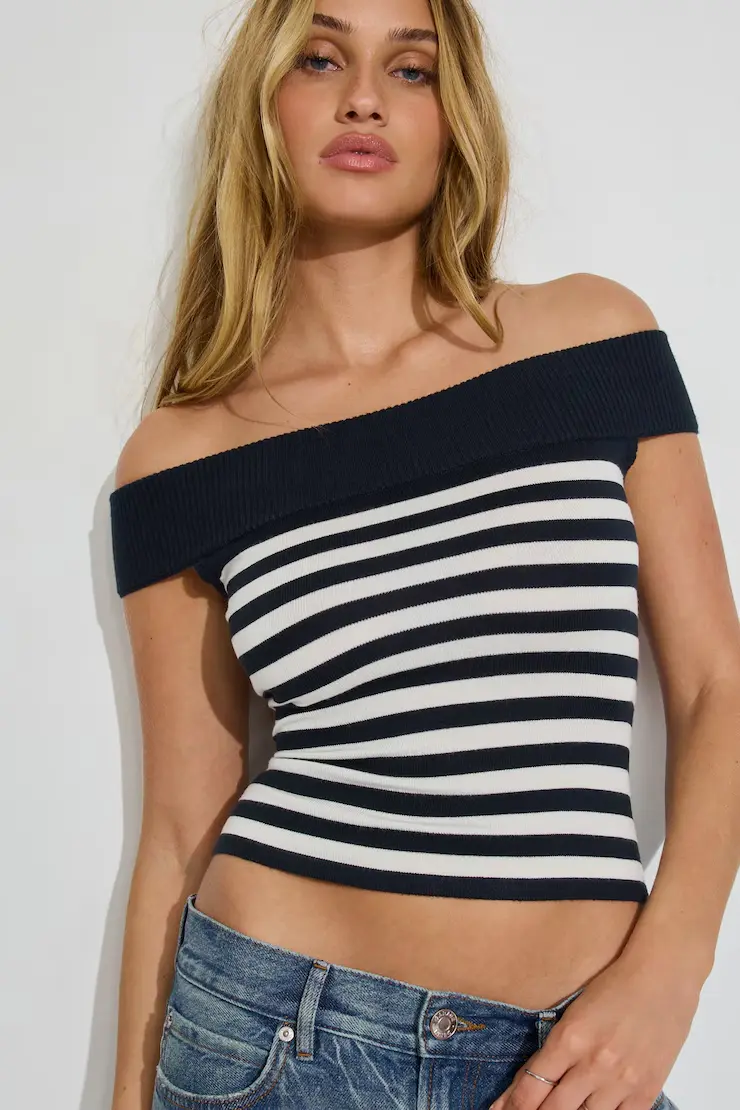 Reya Fitted Off Shoulder Sweater