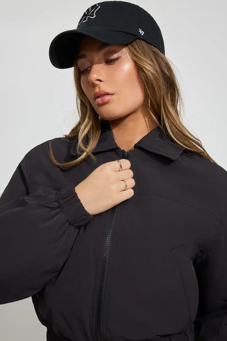 Cropped Nylon Bomber Jacket - Image 3