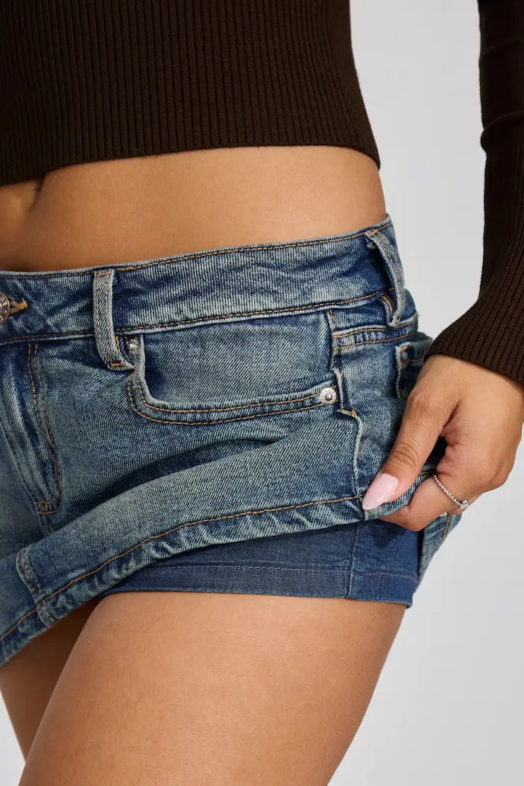 Denim Micro Skort - Image 5