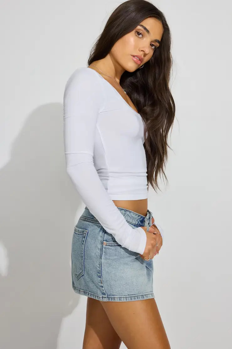Denim Micro Skort - Image 4