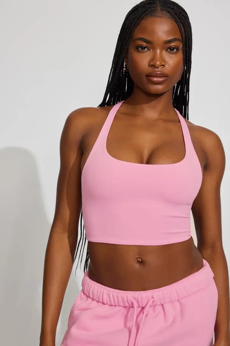 Active Cropped Racerback Tank Top