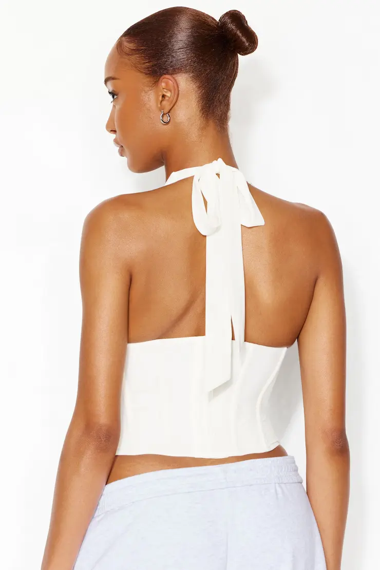 Plunge Halter Mesh Corset Top - Image 5