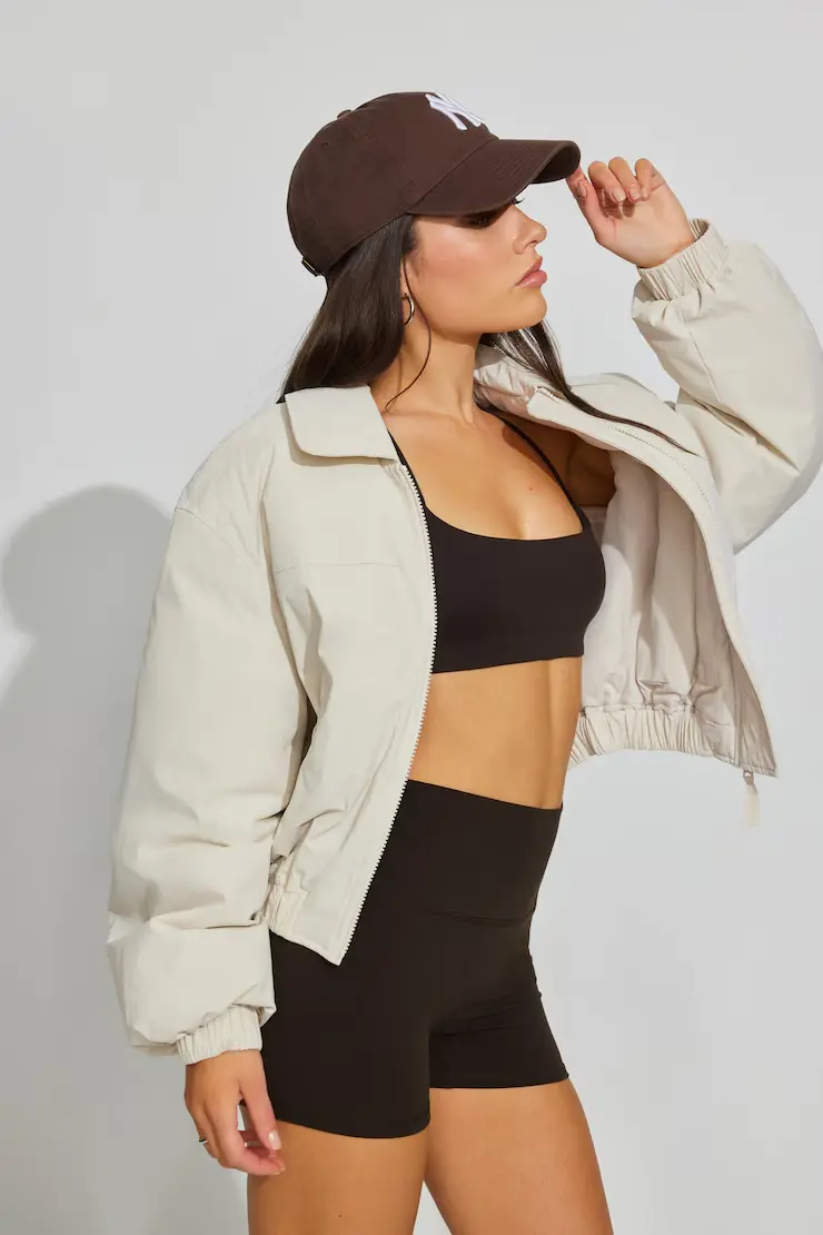 Cropped Nylon Bomber Jacket - Image 2