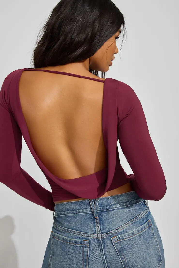 Long Sleeve Cowl Back Top